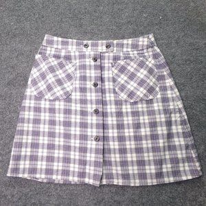 Y2K Womens Mini Skirt White 7/8 Plaid Preppy Front Button Retro Euphoria Vintage